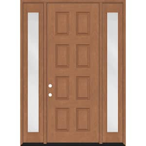 Regency 68 in. x 96 in. 8-Panel RHIS AutumnWheat Stain Mahogany Fiberglass Prehung Front Door w/Dbl 14in. Sidelites