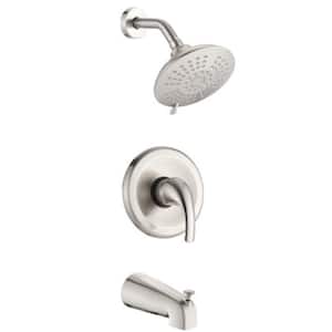 Easy to Install Single Handle 5-Spray Shower Faucet 2.2 GPM with Pressure Balance in Brushed Nickel