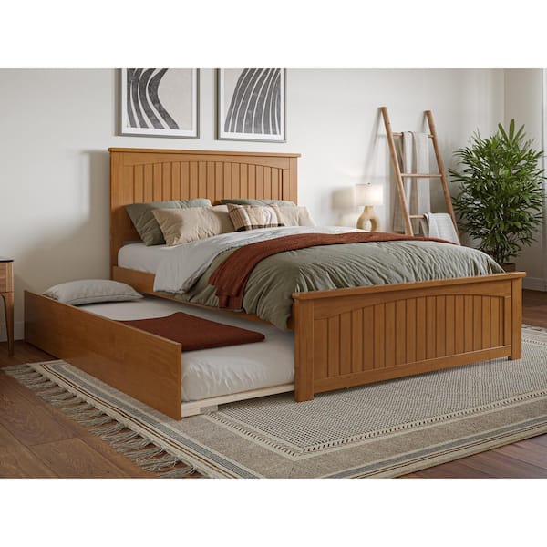 AFI Nantucket Light Toffee Natural Bronze Solid Wood Frame Full Platform Bed with Matching Footboard and Twin Trundle