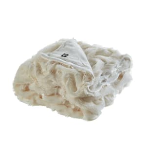 Charlie Cream Solid Color Polyester Throw Blanket