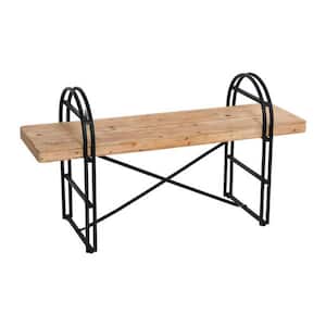 Eitri Driftwood Dining Bench with Metal Frame 48 in.
