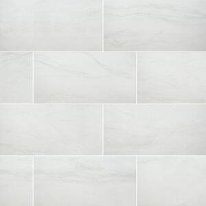 Alexandra White 12 in. x 24 in. Matte Porcelain Marble Look Floor and Wall Tile (16 sq. ft. /Case)