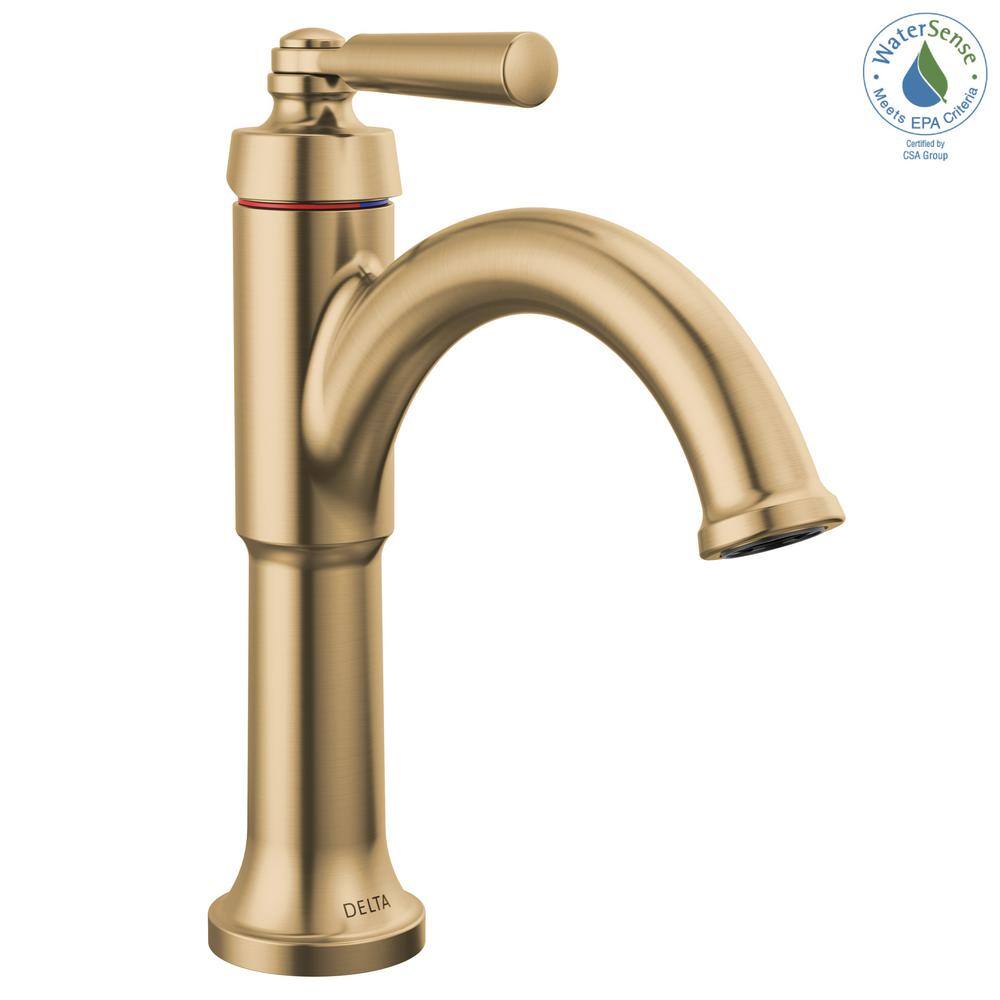 Champagne Bronze Single Handle Bathroom Faucet with Diamond Seal Technology