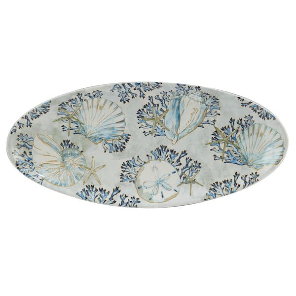 Certified International Playa Shells 19.25 in. Multicolored Earthenware Fish Platter