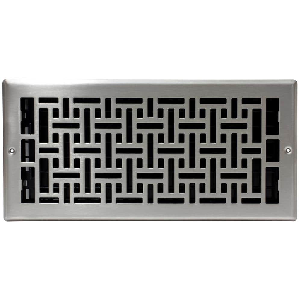 Brushed Nickel Oriental Design Wall Register, 6" x 14"