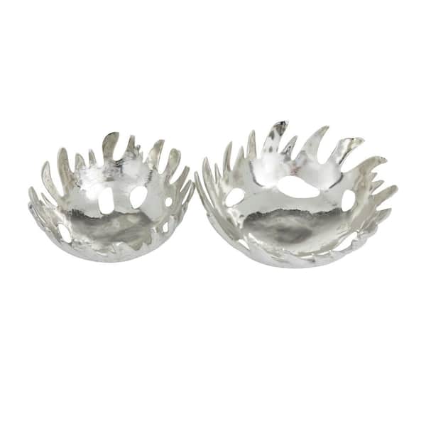 Silver Aluminum Decorative Bowl (Set of 2)