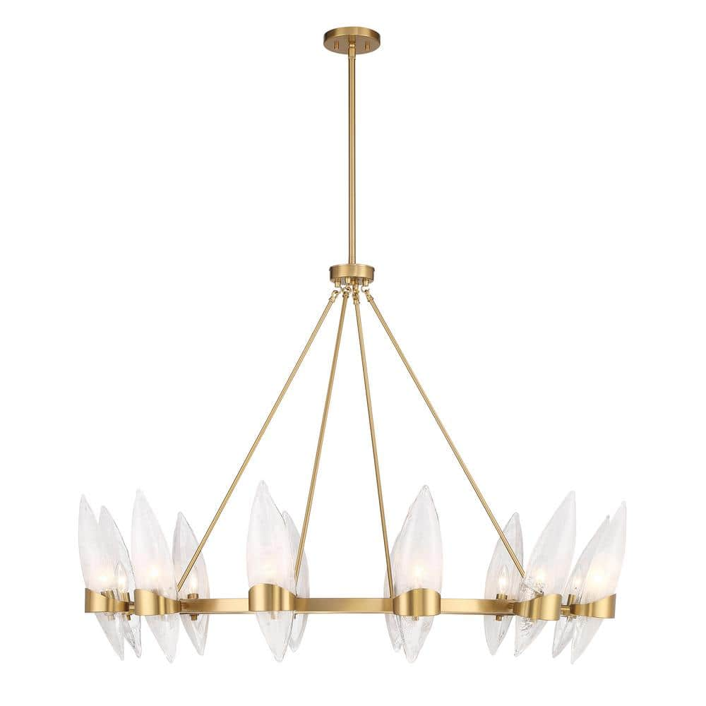 Savoy House Nouvel 12-Light Warm Brass Chandelier with Handmade Strie ...