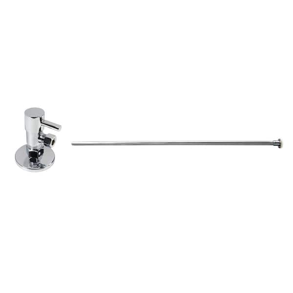 Westbrass 5/8 in. x 3/8 in. OD x 20 in. Flat Head Toilet Supply Line Kit with Round Handle 1/4-Turn Angle Stop, Polished Chrome