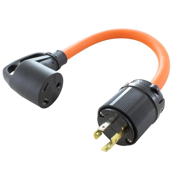 AC Connectors 1.5 ft. 10/3 L14-30P 30 Amp 4-Prong Locking Plug to 30 Amp RV Generator Adapter