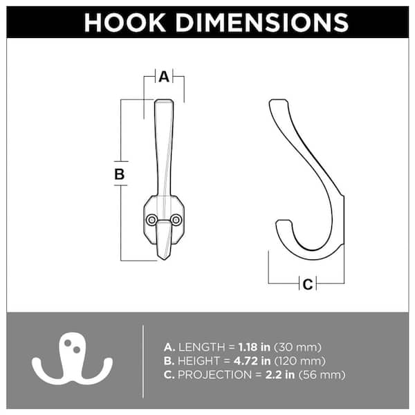 Franklin Brass Napier 4-3/4 in. H, Zinc 35 lb. Load Capacity Classic Coat  and Hat Wall Hooks, Matte Nickel (4-Pack) B47254K-MN-C - The Home Depot