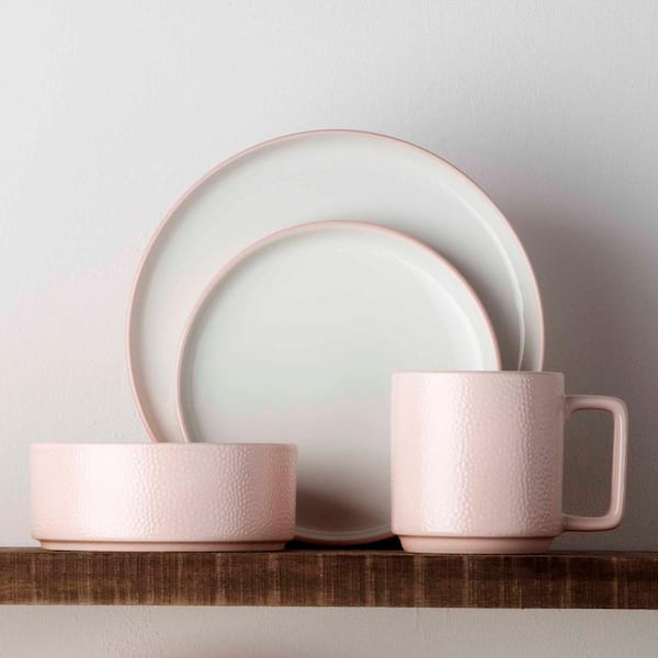 Colortex Stone Blush Porcelain 4-Piece Place Setting, Service for 1