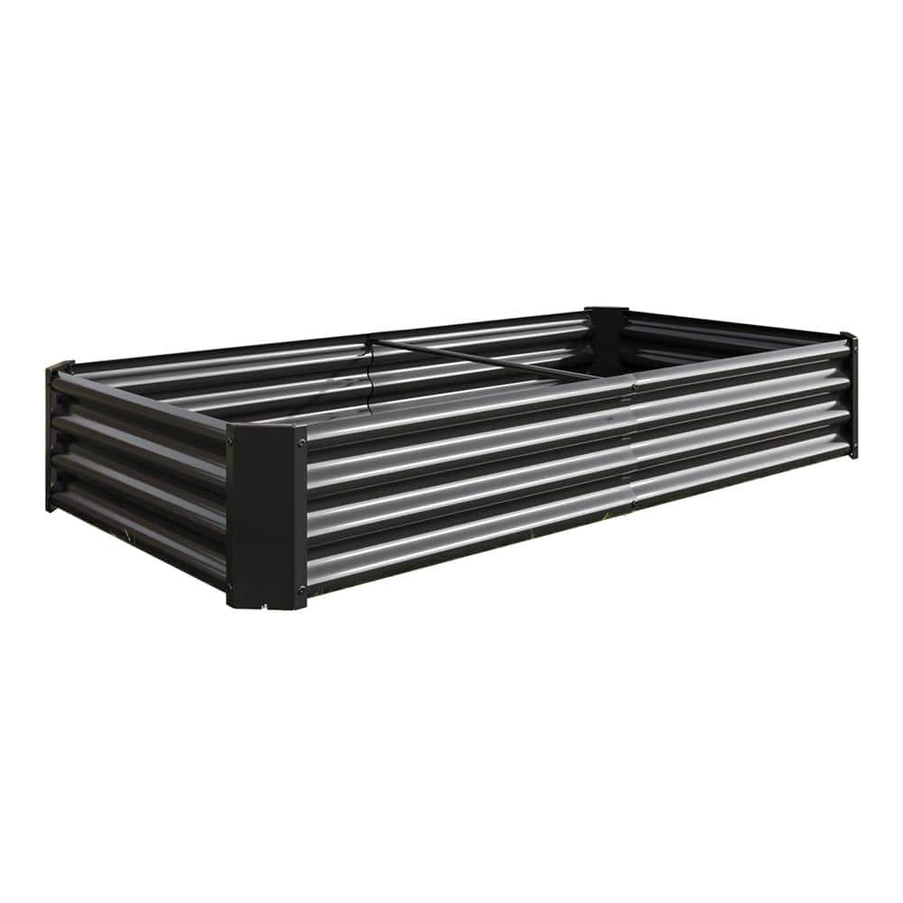 6 ft. L x 3 ft. W x 1 ft. H Black Galvanized Metal Outdoor Raised Garden Be