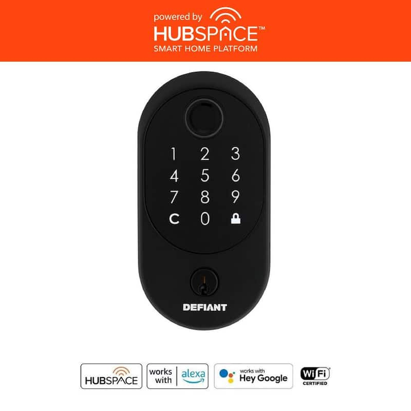 Hubspace Matte Black Round Biometric Fingerprint Electronic Touchpad Deadbolt