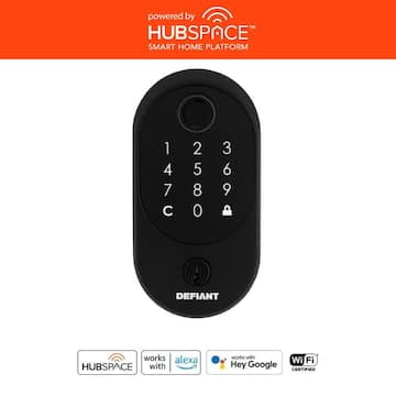 Hubspace Matte Black Round Biometric Fingerprint Electronic Touchpad Deadbolt