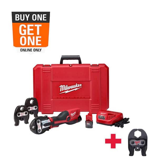 M12 12-Volt Lithium-Ion Force Logic Cordless Press Tool Kit w/ 1/2 in. - 1-1/4in. CTS Jaws, (2) 1.5Ah Batteries & Case