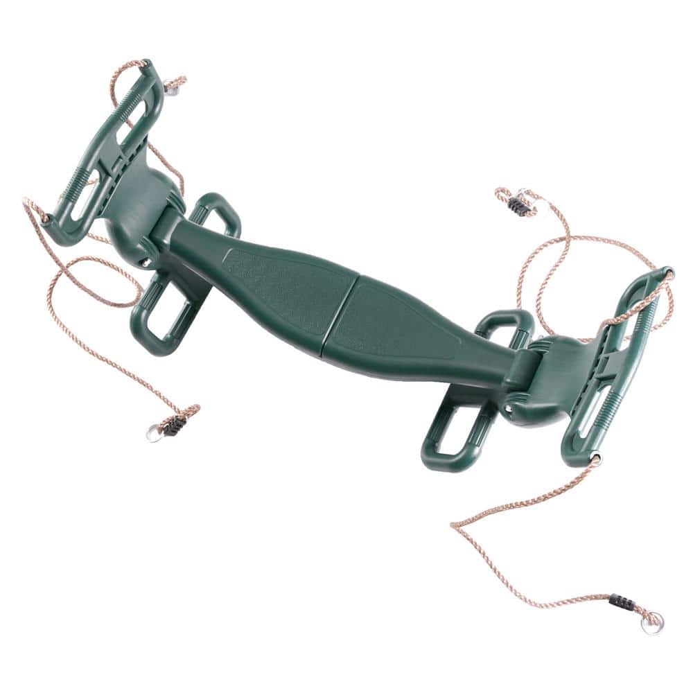 Green Plastic Dual Glider Swing with Handlebar and Footrest