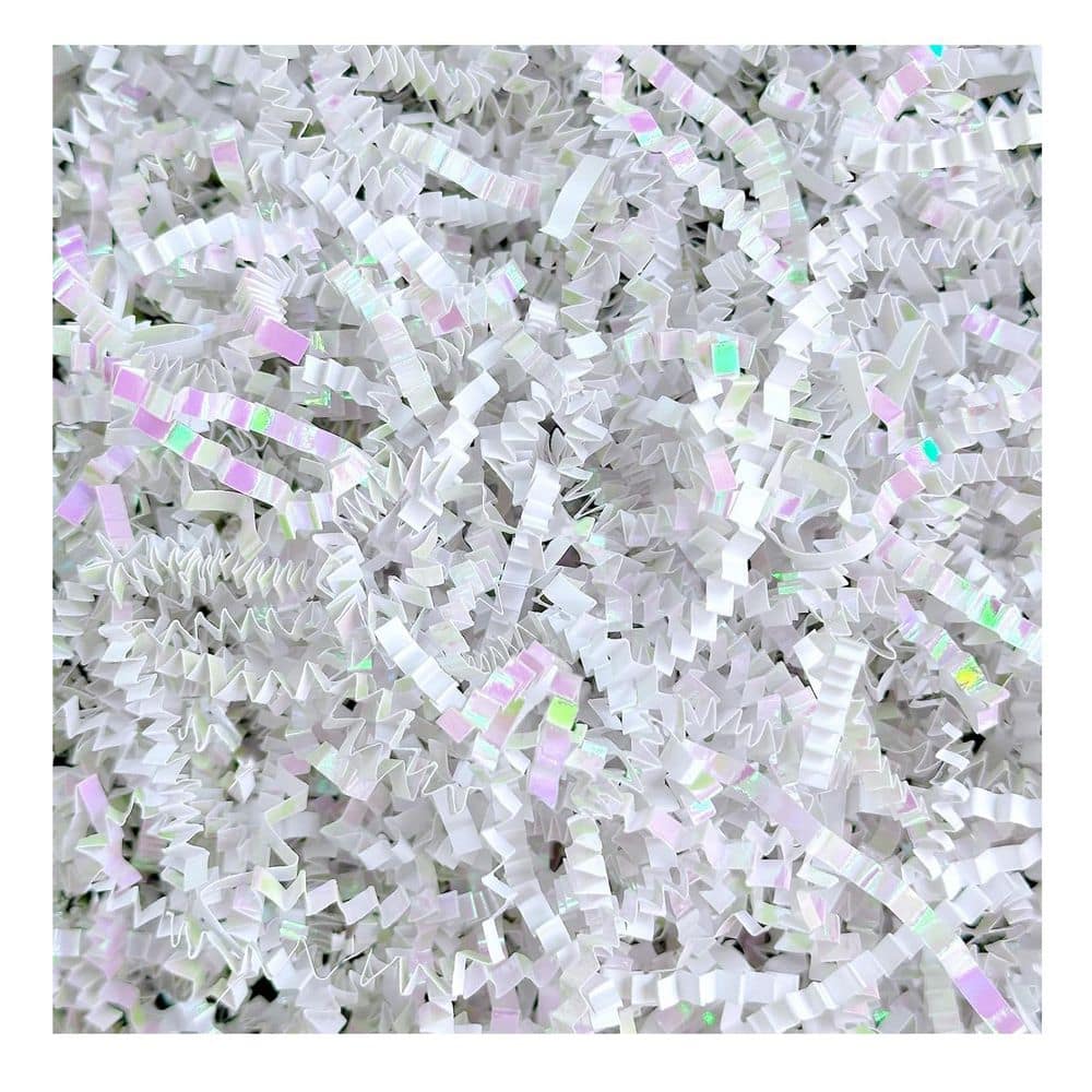 1 lb. Iridescent Crinkle Cut Paper Shred Filler for Gift Box Bag Basket Holidays Diamond White price history on PriceWatchPro