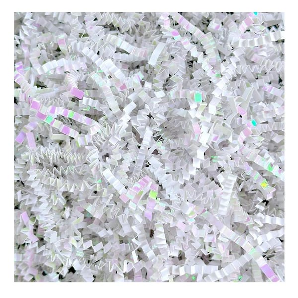 1 lb. Iridescent Crinkle Cut Paper Shred Filler for Gift Box Bag Basket Holidays Diamond White