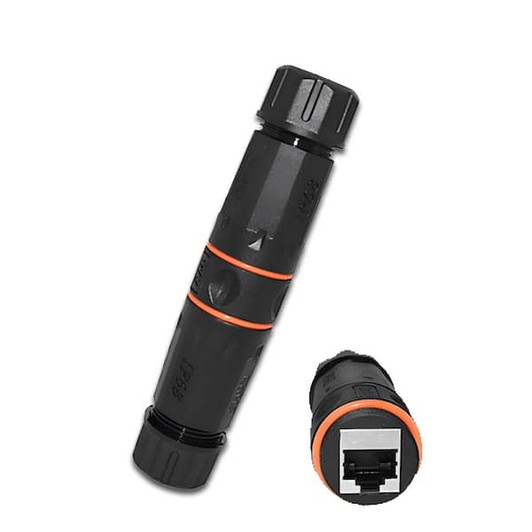 IP68 Waterproof RJ45 Coupler Shielded Ethernet Connector for Cat5 / 5e/ 6 / 6E/ 6A Outdoor LAN Cable Female 2-Pack Black