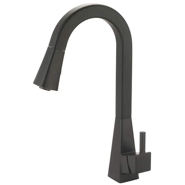 Olympia Faucets i3 Single-Handle Pull-Down Sprayer Kitchen Faucet with Deckplate included and Quick Connect in Matte Black