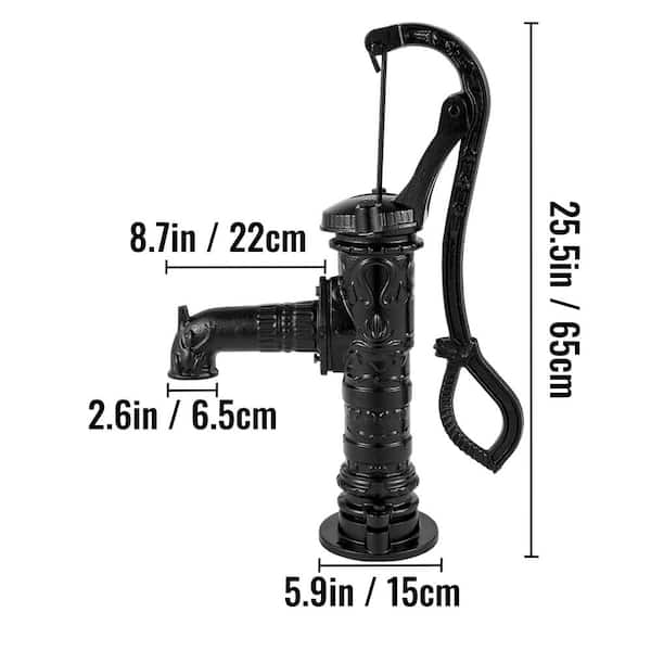 VEVOR Antique Hand Water Pump 14.6 x 5.9 x 25.6 inch Pitcher Pump w/Handle Cast Iron Well Pump w/ Pre-Set 0.5 Holes for Easy Installation Old