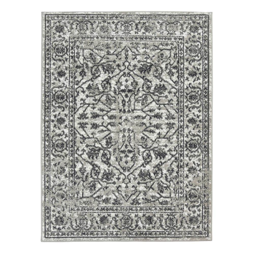 Gray Long Rug Amer Rugs Alpine 6 x 9 Dark Gray Bordered Pattern Area Rug for High ...