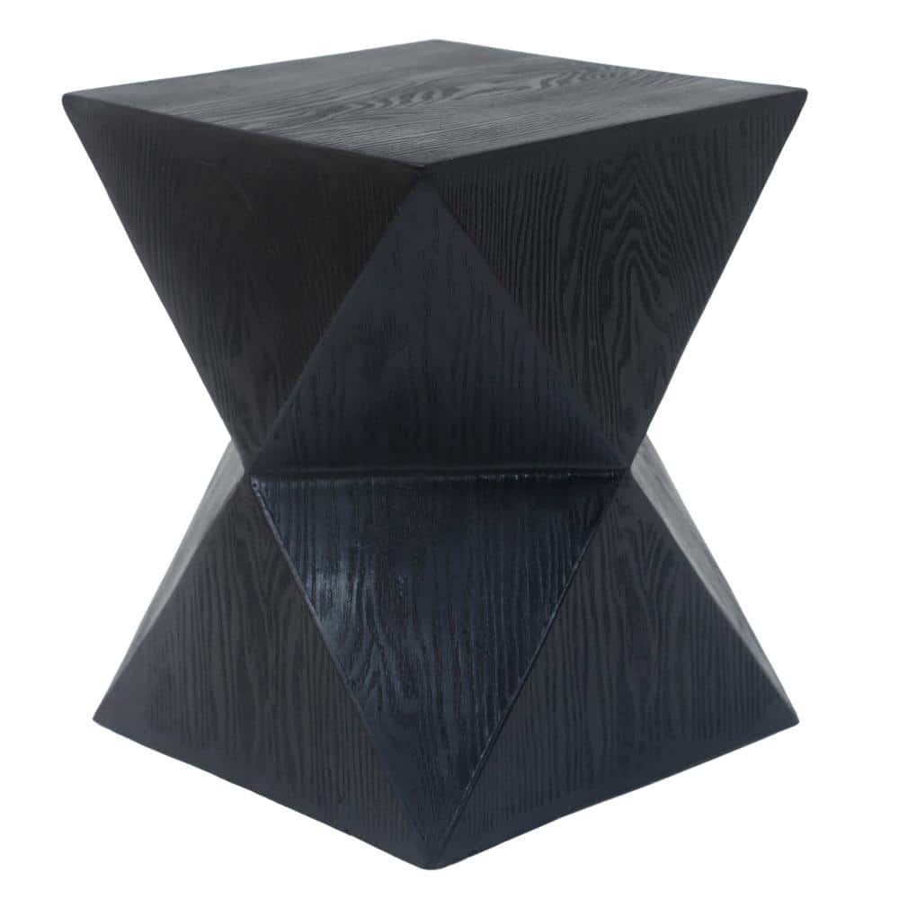 "14.25"" Black Wood Grain Finish Concrete Outdoor Side Table with Symmetric Design" price history on PriceWatchPro