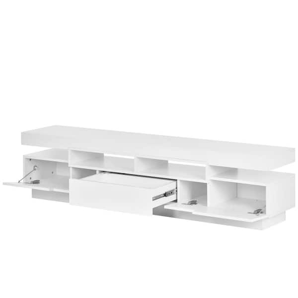 Harper & Bright Designs Stylish 67 in. White TV Stand with Cabints, Drawer  and Shelf Fits TV's up to 75 in. with Color Changing LED Lights LXY010AAK -  The Home Depot