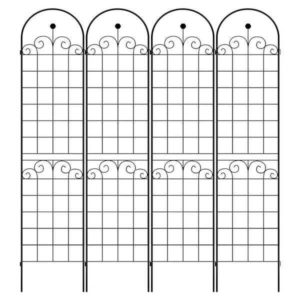 Unbranded 4 Pack Metal Garden Trellis for Climbing Plants Outdoor 86.7 in. x 19.7 in. Rustproof Plant Support Black