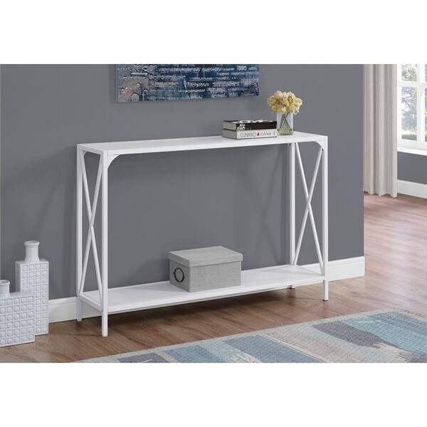 Unbranded 48 in. White Standard Rectangle Composite Console Table with Storage