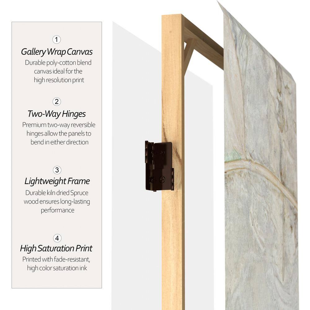 Ivory Flowers Canvas 4-Panel Folding Screen Room Divider