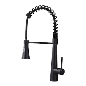 Commercial Single Handle Pull Down Sprayer Kitchen Faucet in Matte Black