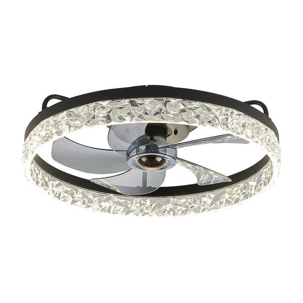 36\" Crystal Ceiling Fan With Light&Remote Gold Dimmable LED Fandelier Modern