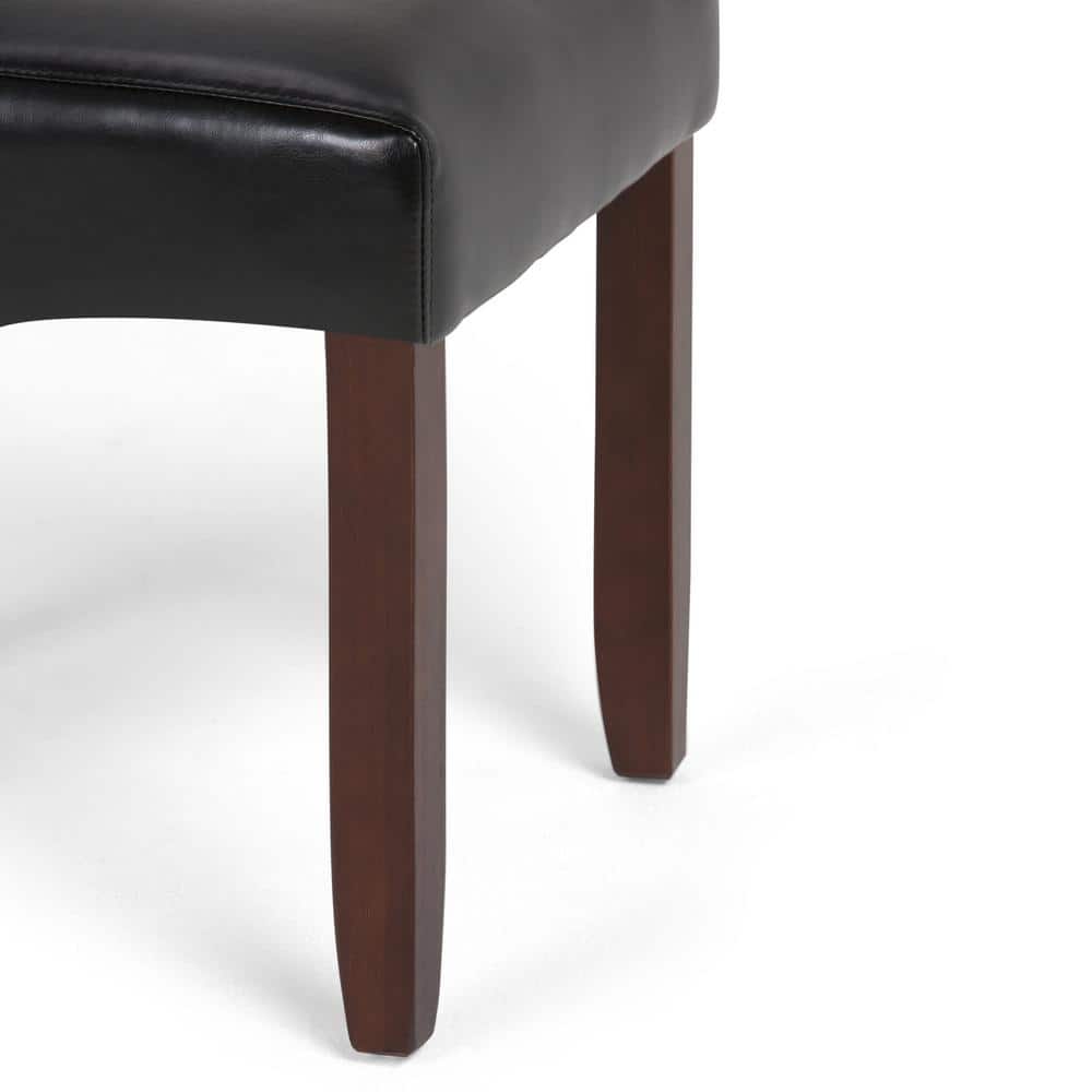 Midnight Black Faux Leather Upholstered Parsons Dining Side Chair