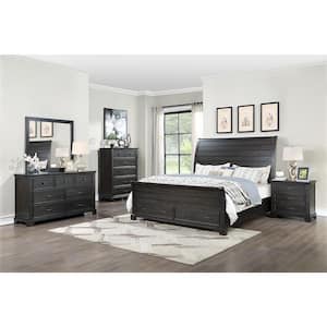 New Classic Furniture Stafford 5-Piece Walnut King Wood Storage Bedroom Set (Bed, Dresser, Mirror, Nightstand, Chest)