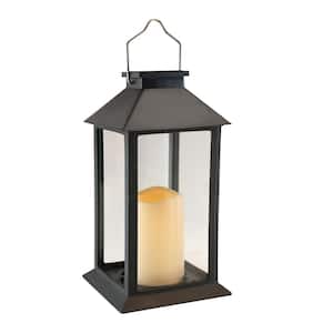 Traditional Black Solar Powered Lantern with LED Candle