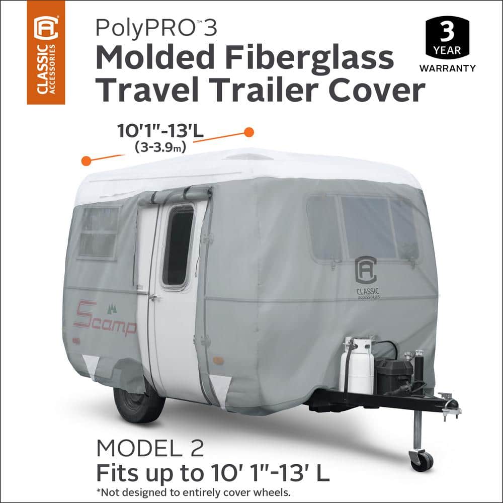 Gray PolyPRO 3 Molded Fiberglass Travel Trailer Cover, 10-13 ft