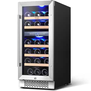 Dual Zone 15 in. 28-Bottles Built-In Wine Cooler Refrigerator 40-65°F Frost-Free w/ Safety Lock and 5 Removable Shelves