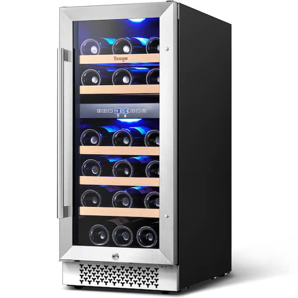 Yeego Dual Zone 15 in. 28-Bottles Built-In Wine Cooler Refrigerator 40-65°F Frost-Free w/ Safety Lock and 5 Removable Shelves