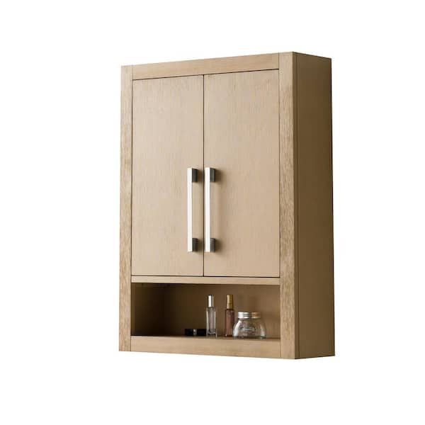 Vanity Art 24 in. W x 8 in. D x 33 in. H Bathroom Storage Wall Cabinet in Natural Oak/BN