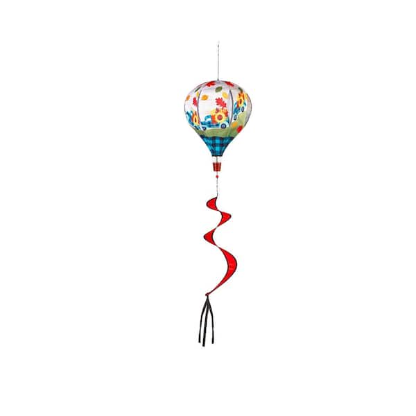 Evergreen 55 in. Fall Plaid Truck Animated Burlap Balloon Spinner