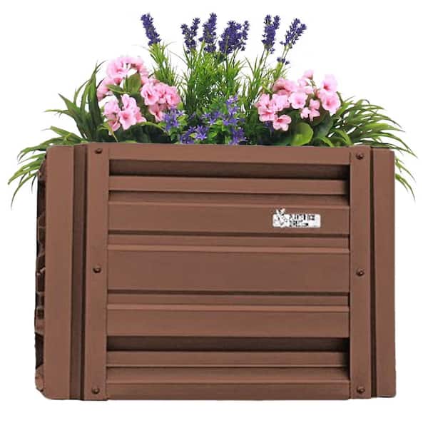 ALL METAL WORKS 24 inch by 24 inch Square Cocoa Brown Metal Planter Box