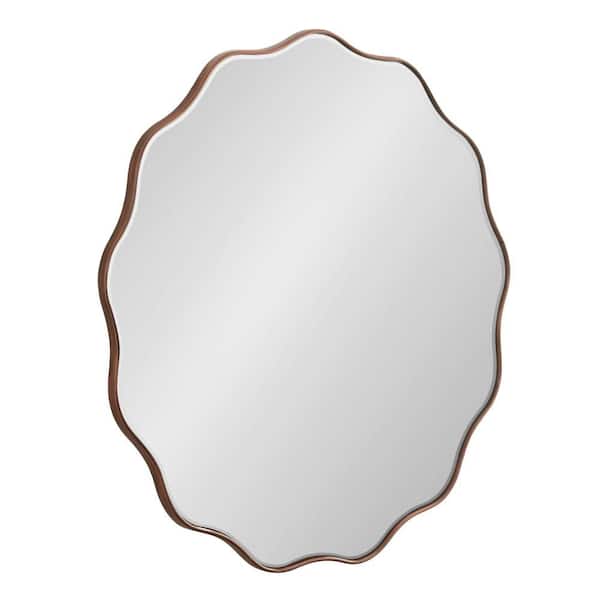 Kate and Laurel Viona Bronze 32 in. W x 32 in. H Modern Round Wood Wall Mirror