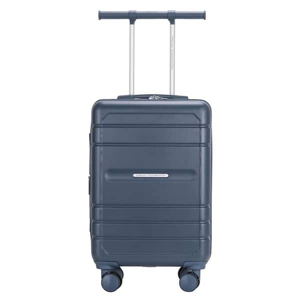 French Connection 22 in. Navy Expandable Trunk-style Rolling Carry-On Luggage with Spinners