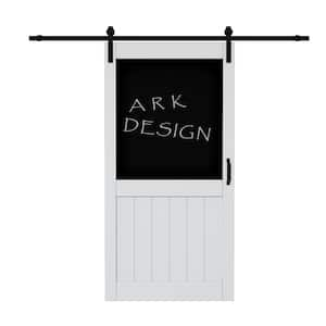 42 in. x 84 in. White Finished H Shape with Blackboard Sticker Composite MDF Sliding Barn Door with Hardware Kit