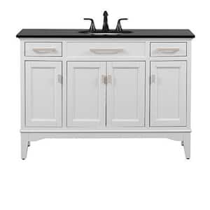 Manor Grove 49 in. W Bath Vanity in White with Granite Vanity Top in Black with White Sink