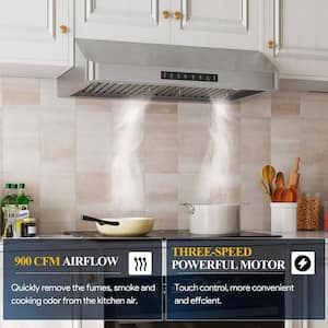 42 in. 900CFM Ducted Under Cabinet Range Hood with 3-Way Venting Removable LED and Gesture Control in Stainless Steel