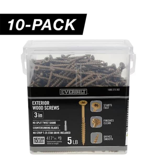 10-Pack 9 x 3 in. Star Drive Flat Head Exterior Wood Screws (50 lbs. / 4,170-Piece)