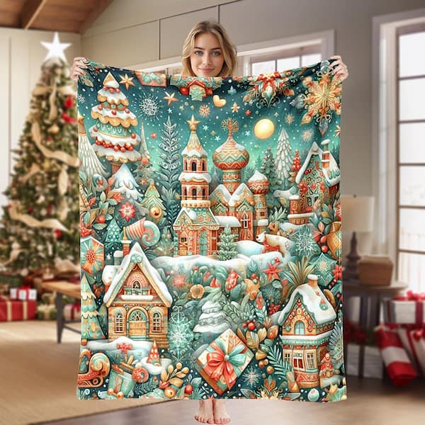 Christmas Blanket Holiday Xmas Gift 60 in. x 80 in. Microfiber Fleece Blanket-IMG 7