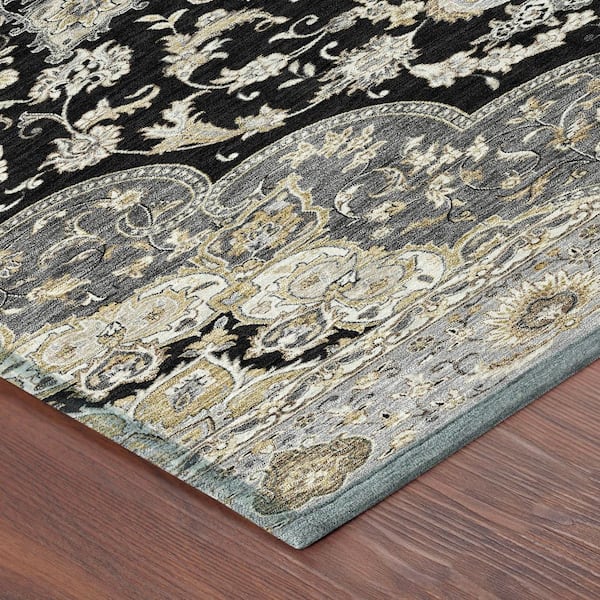 Chantille Machine Washable Indoor/Outdoor Abstract ACN2853 Black 10 ft. x 14 ft. Area Rug